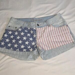 American Rag Star & Stripe Denim Shorts in Red, White & Blue